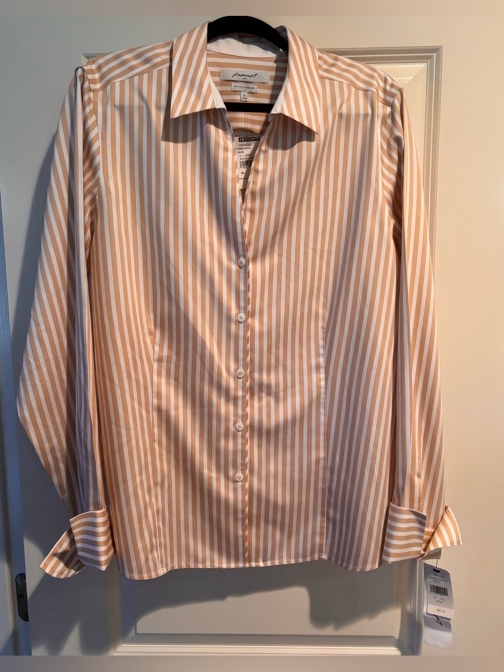 Foxcroft NYC Non Iron Stripe Button Down Shirt Womens 18 NWT Workwear